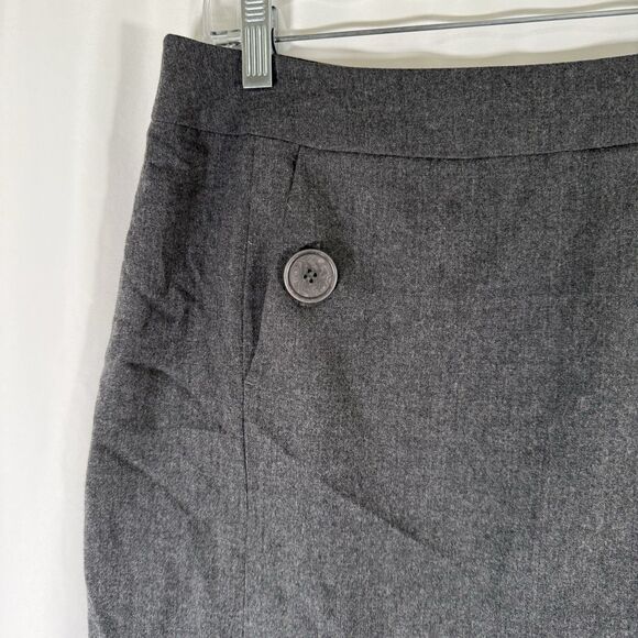 Talbots Wool Blend Skirt Women's 10 Grey Pockets Lined Zip Back Knee Length - Picture 3 of 9